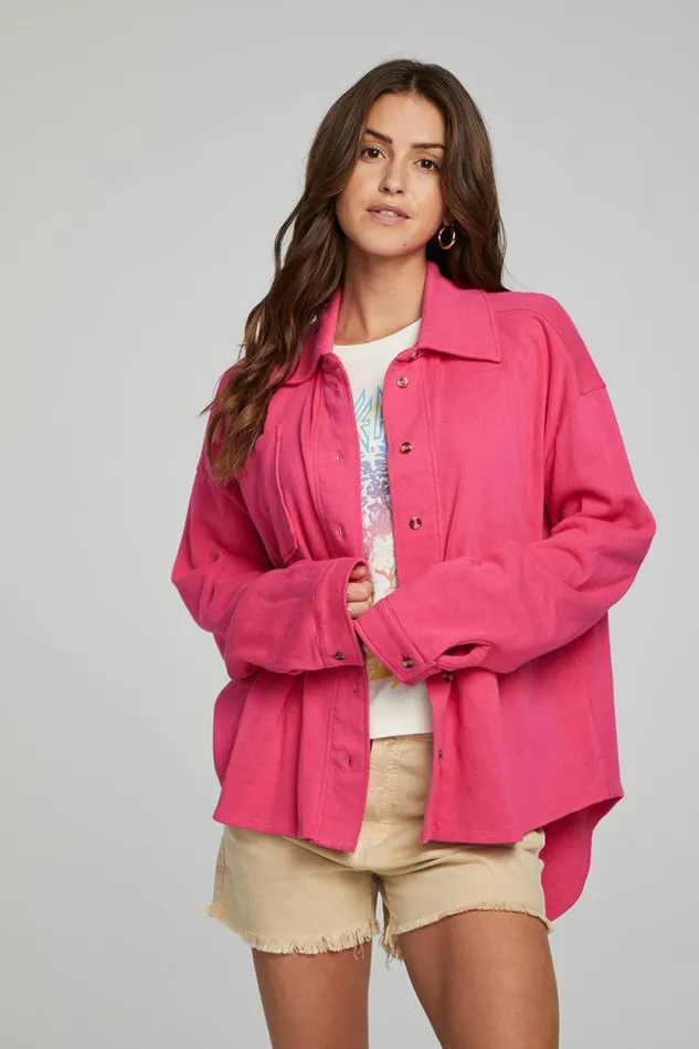 Womens Chaser Brand Tops Malone Button Down 8211 Fuchsia