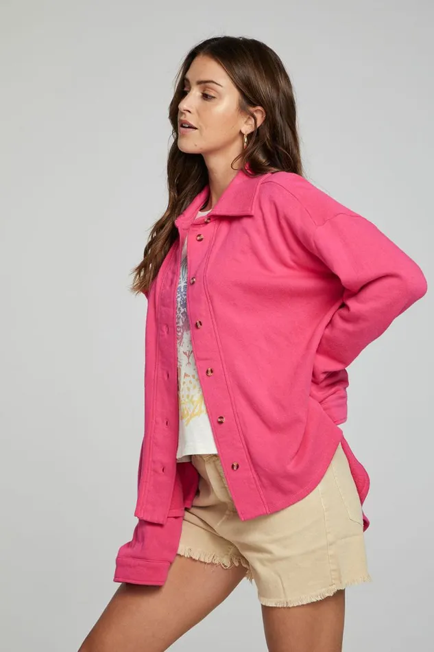 Womens Chaser Brand Tops Malone Button Down 8211 Fuchsia