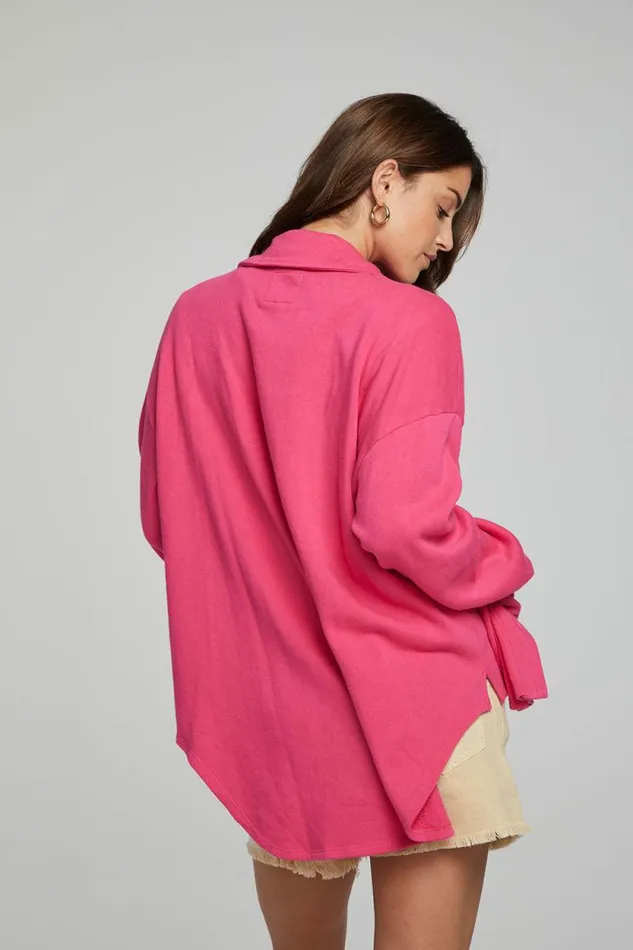 Womens Chaser Brand Tops Malone Button Down 8211 Fuchsia