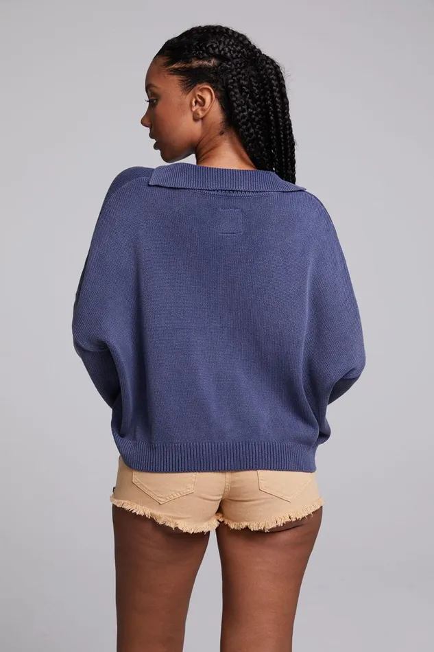 Womens Chaser Brand Tops Mercury Washed Indigo Crop Pullover