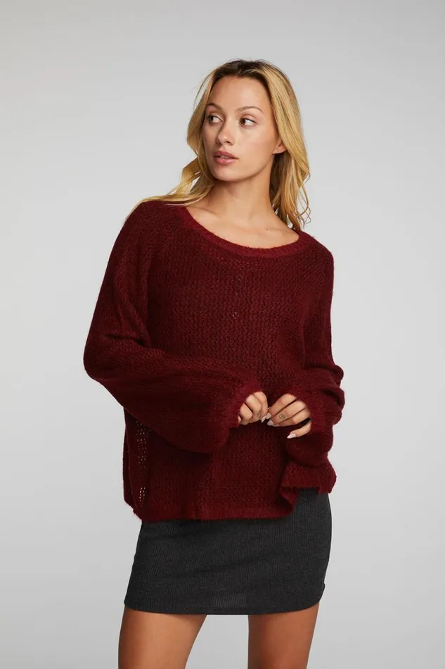 Womens Chaser Brand Tops Mohair Sweater Knit Belle Pullover