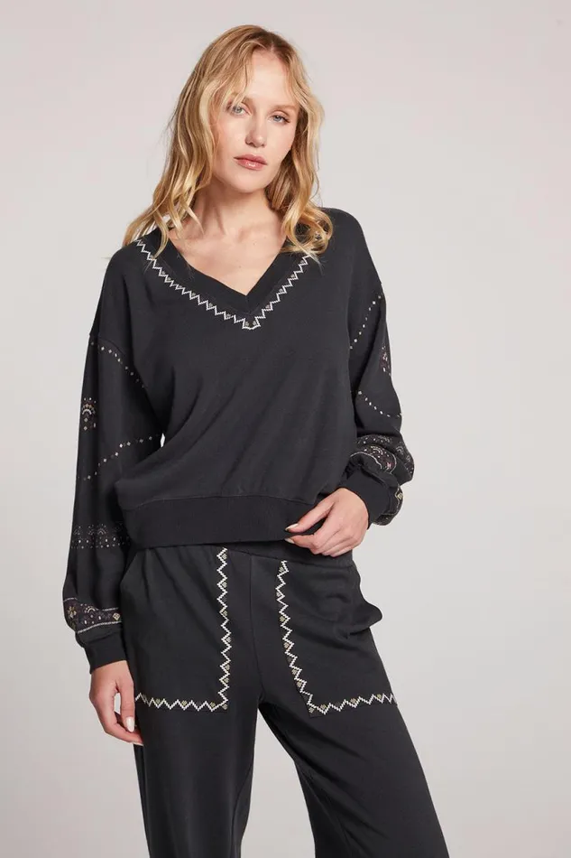 Womens Chaser Brand Tops Poppy Licorice Pullover