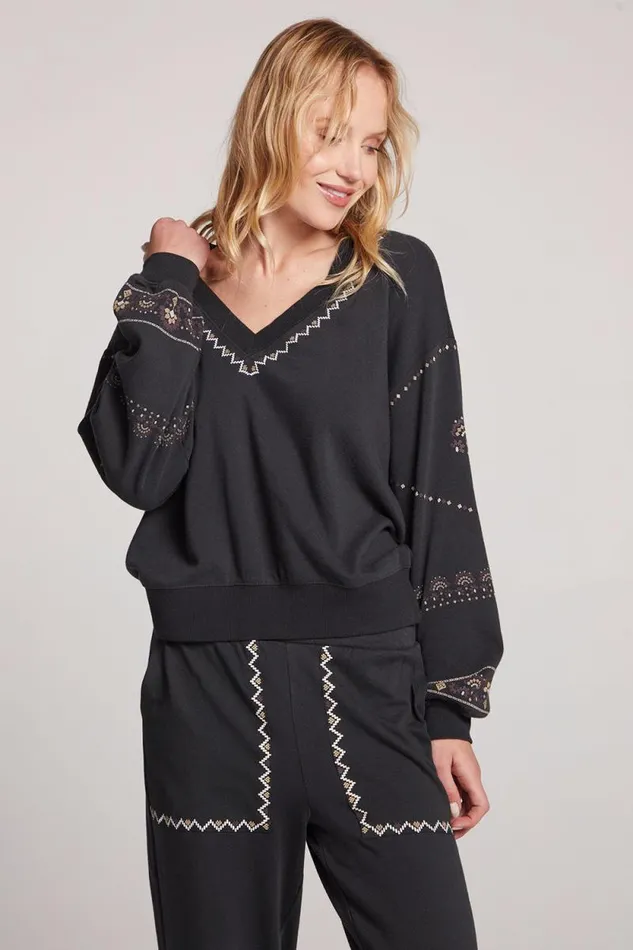 Womens Chaser Brand Tops Poppy Licorice Pullover