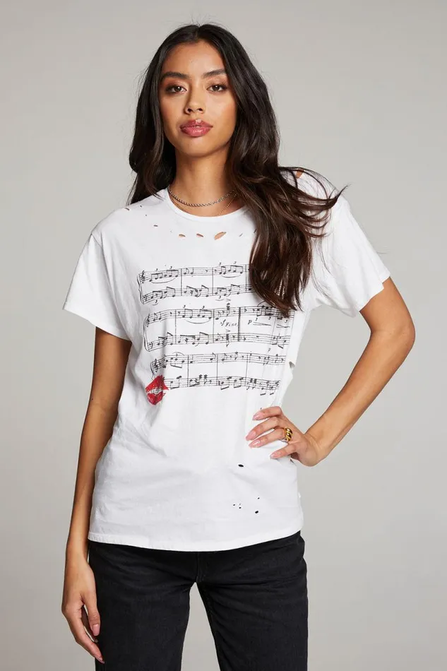 Womens Chaser Brand Tops Sheet Music Tee