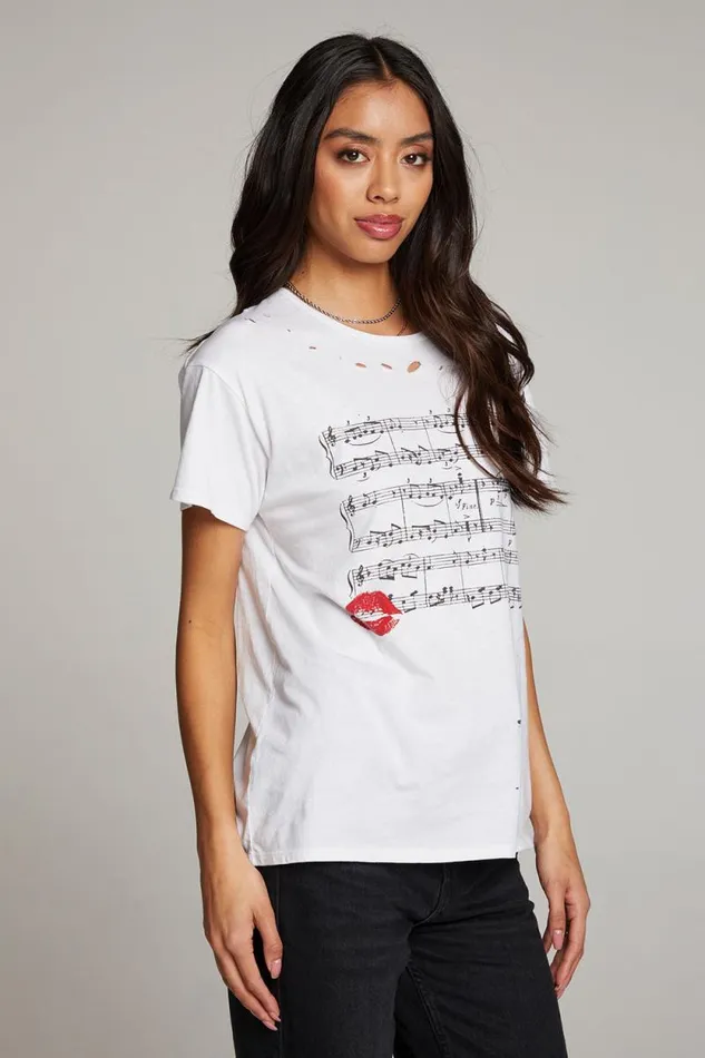 Womens Chaser Brand Tops Sheet Music Tee