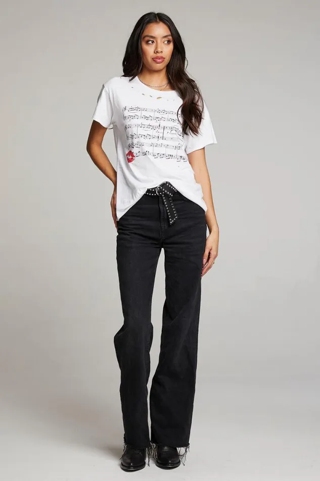 Womens Chaser Brand Tops Sheet Music Tee