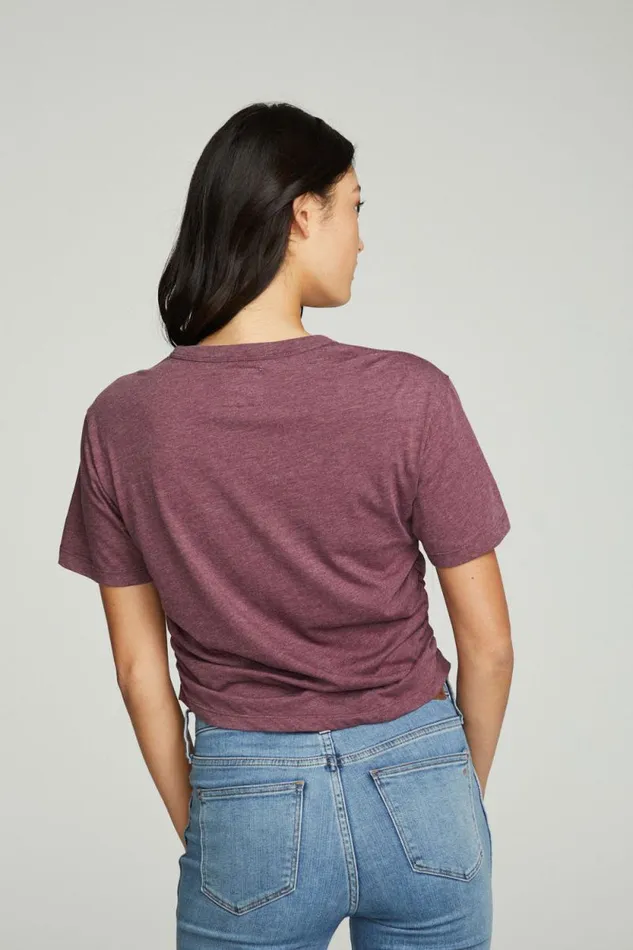 Womens Chaser Brand Tops Short Sleeve Crew Neck Shirred Side Tee