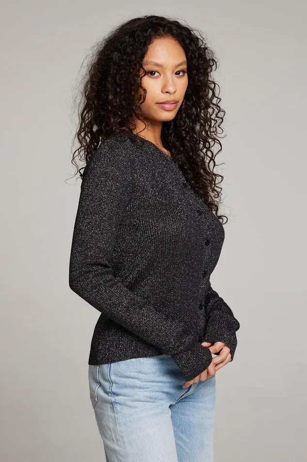 Womens Chaser Brand Tops Tommy Licorice Button Up Sweater
