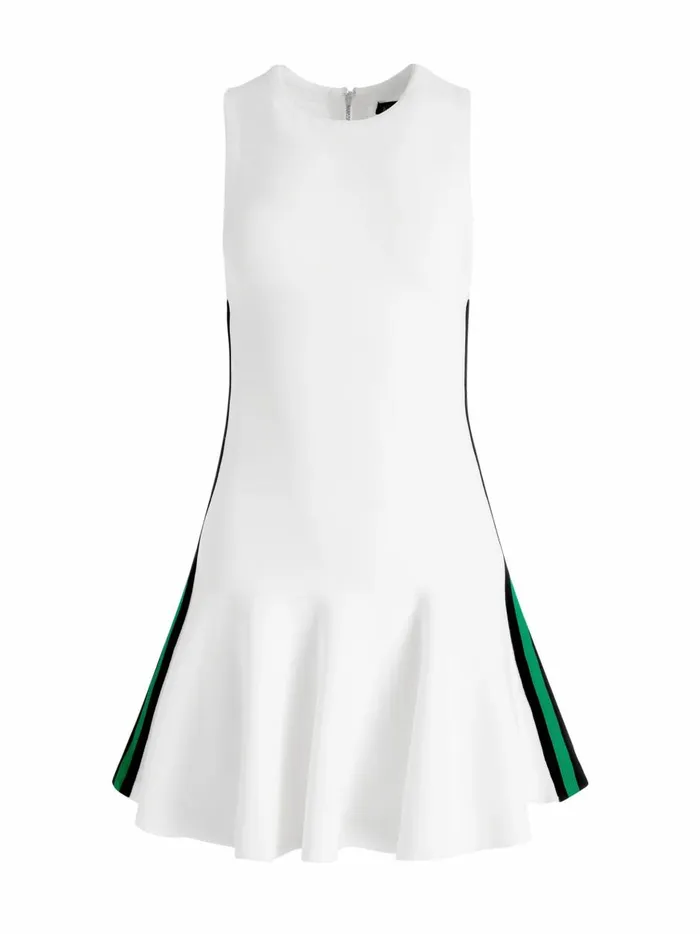 Womens Dresses Alice Olivia Kimi Side Stripe Mini Dress Soft White Combo