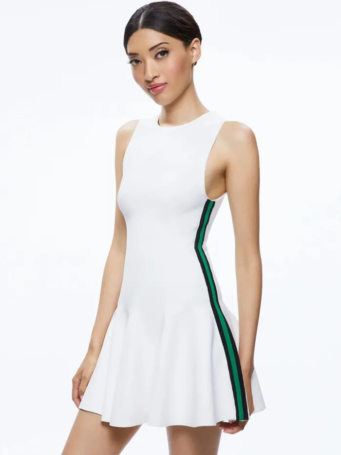 Womens Dresses Alice Olivia Kimi Side Stripe Mini Dress Soft White Combo