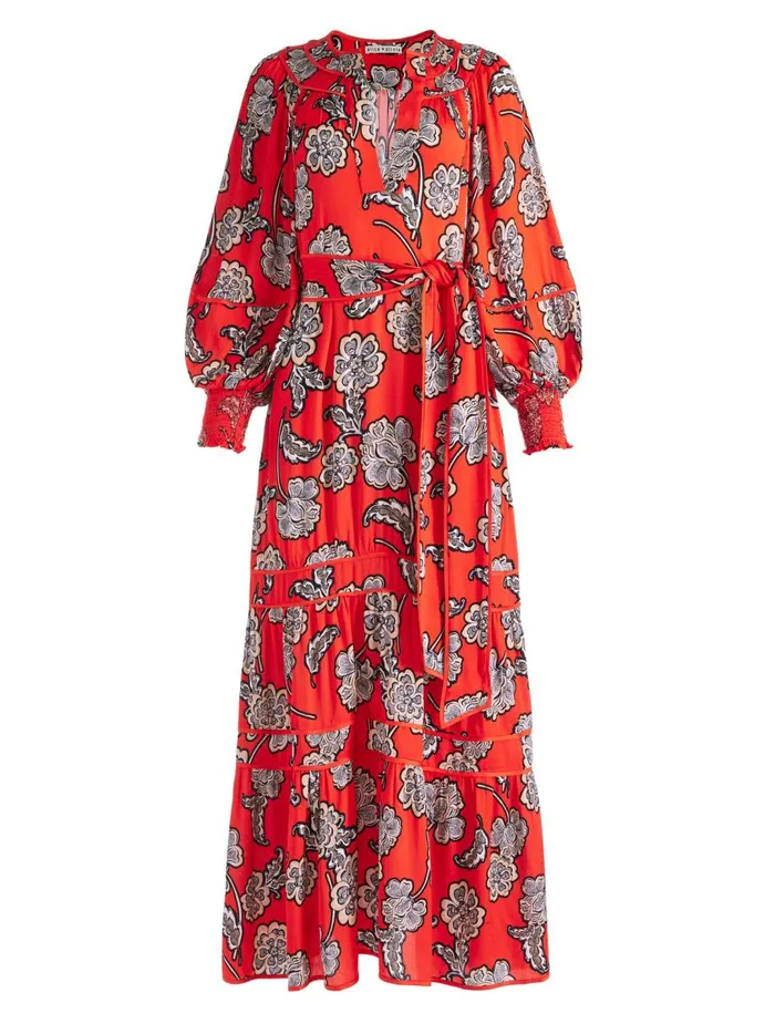 Womens Dresses Alice Olivia Lyla Blouson Sleeve Tunic Midi Dress Landmark