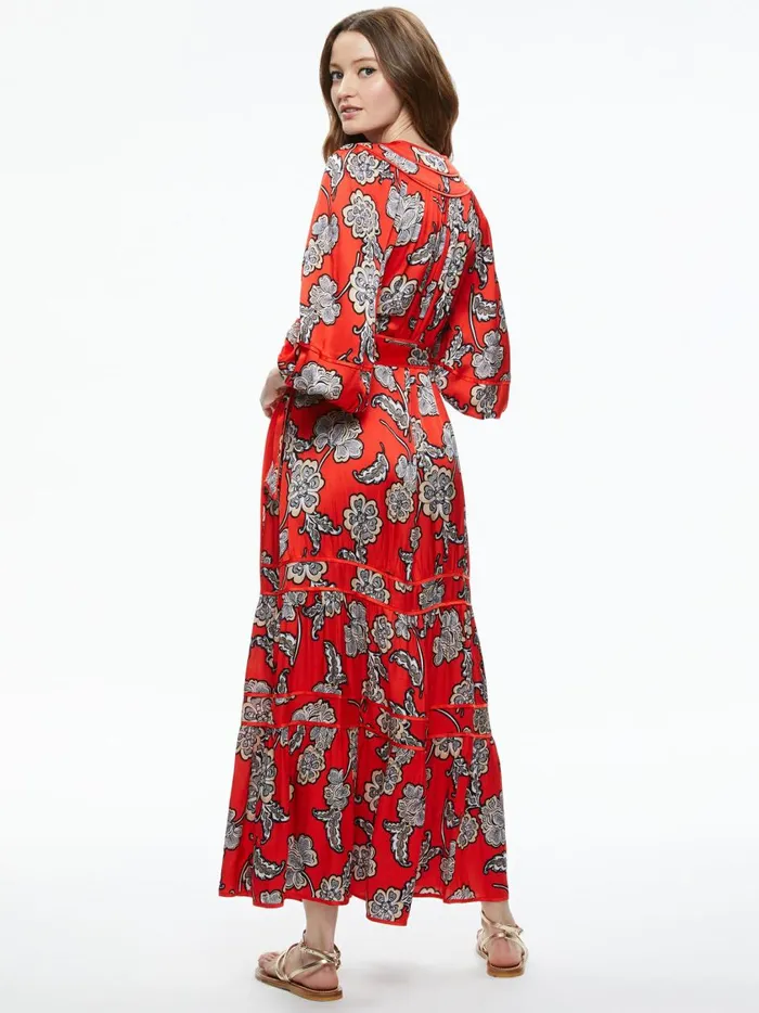 Womens Dresses Alice Olivia Lyla Blouson Sleeve Tunic Midi Dress Landmark