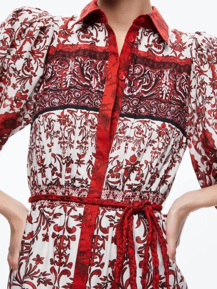 Womens Dresses Alice Olivia Tiffie Puff Sleeve Mini Dress Fatal Attraction Off White