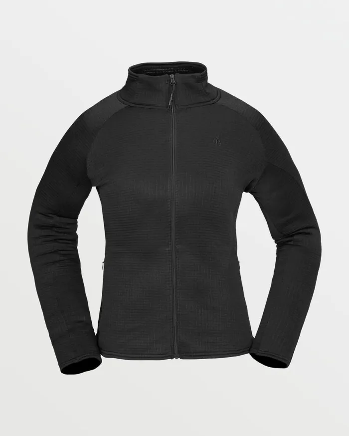 Womens Gridlock Full Zip Fleece 8211 Black Womens Volcom Layering