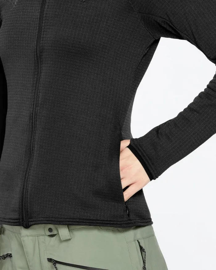 Womens Gridlock Full Zip Fleece 8211 Black Womens Volcom Layering