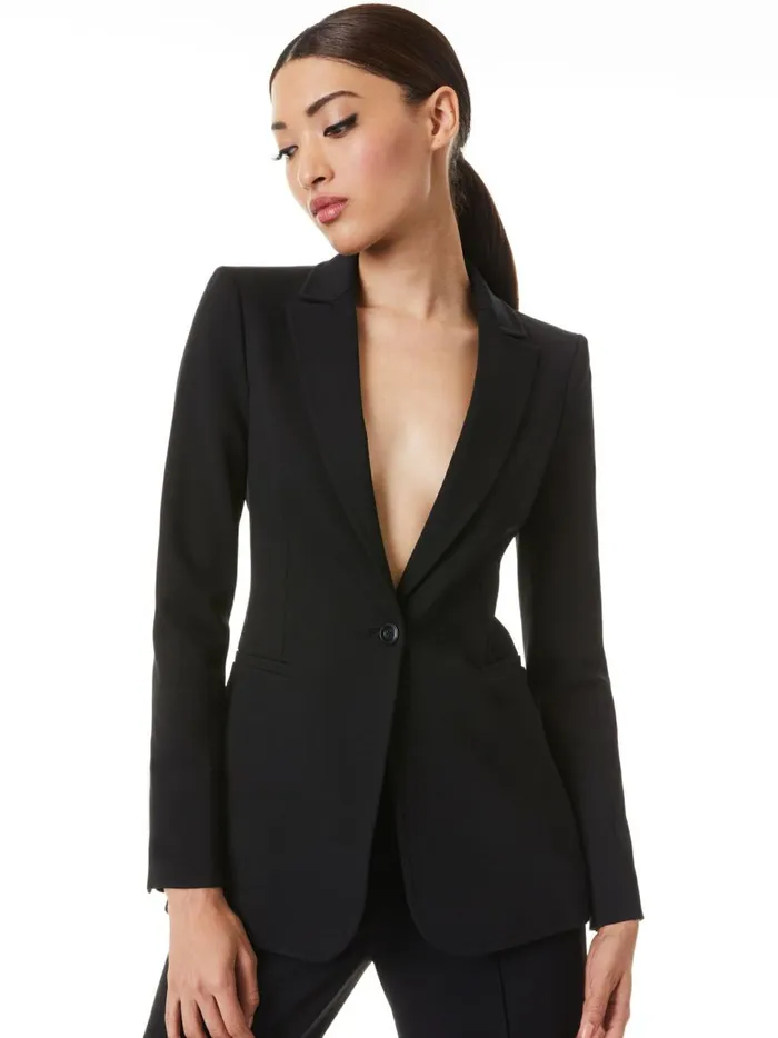 Womens Jackets Coats Alice Olivia Breann Long Fitted Blazer Black