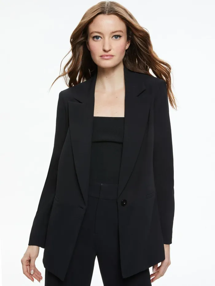 Womens Jackets Coats Alice Olivia Denny Notch Collar Boyfriend Blazer Black