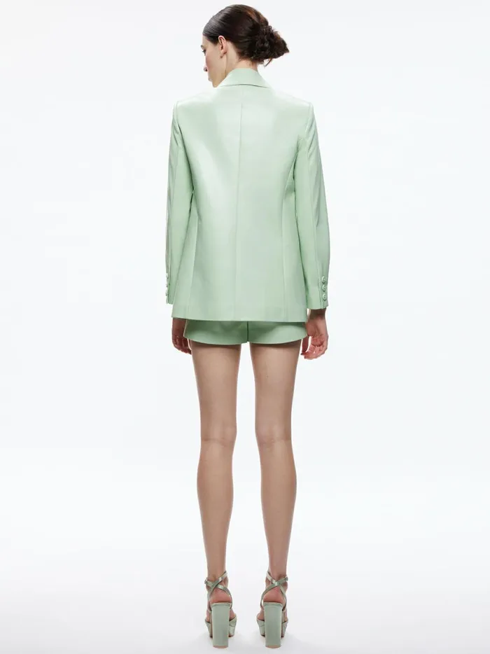 Womens Jackets Coats Alice Olivia Denny Vegan Leather Shawl Collar Blazer Pistachio