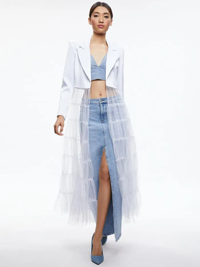 Womens Jackets Coats Alice Olivia Everly Tulle Blazer White