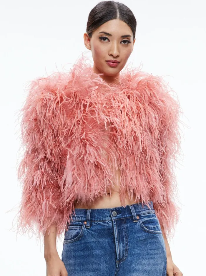 Womens Jackets Coats Alice Olivia Kidman Feather Jacket Rose