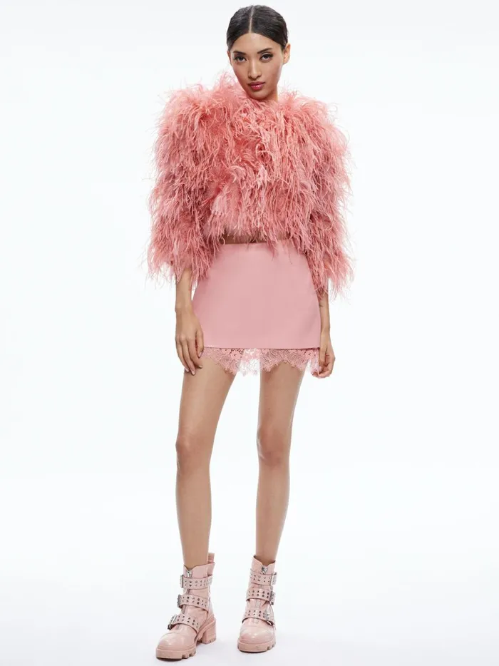 Womens Jackets Coats Alice Olivia Kidman Feather Jacket Rose