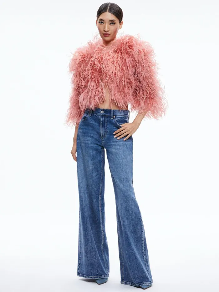 Womens Jackets Coats Alice Olivia Kidman Feather Jacket Rose