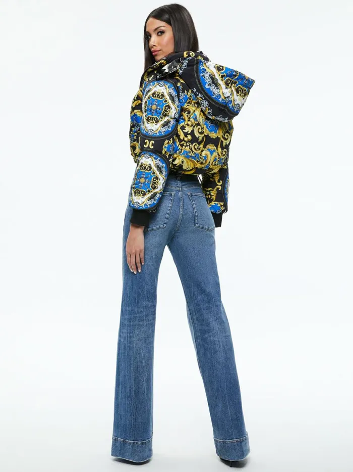 Womens Jackets Coats Alice Olivia Robena Reversible Cropped Puffer Jacket Regal Romance Sapphire