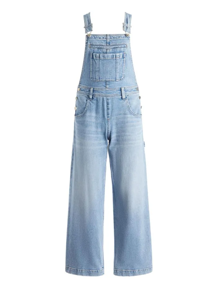Womens Jumpsuits Alice Olivia Wesson Straight Leg Jean Overalls Maddy Blue