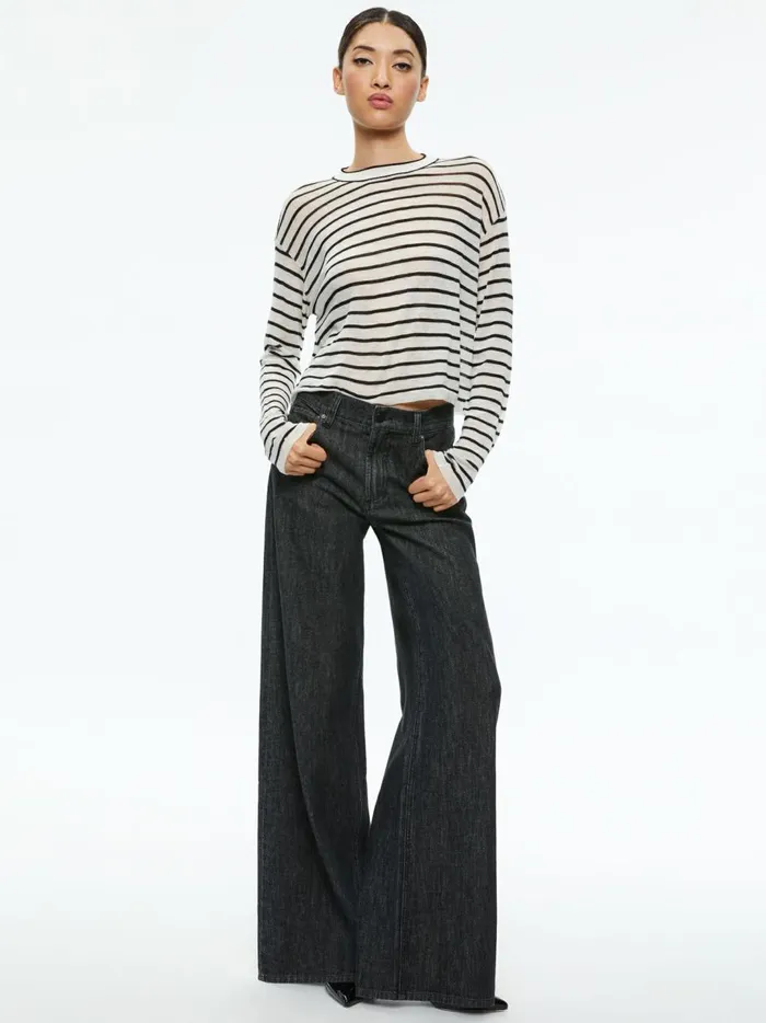 Womens Pants Alice Olivia Trish Mid Rise Baggy Jean Maya Smooth Black