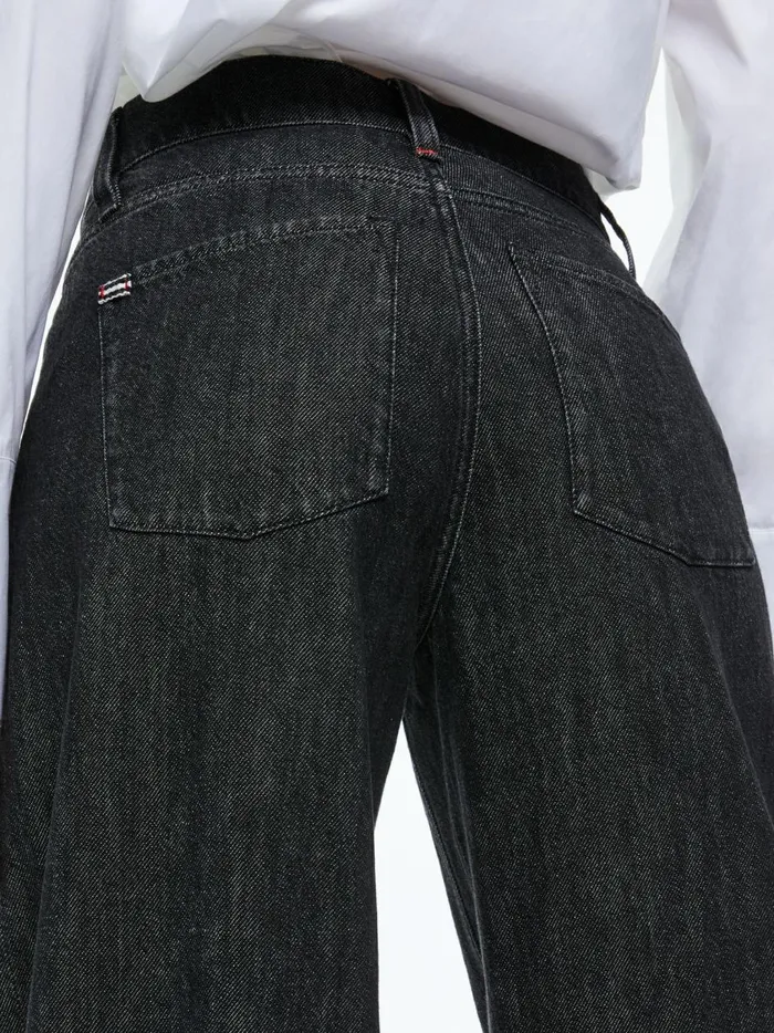 Womens Pants Alice Olivia Trish Mid Rise Baggy Jean Maya Smooth Black