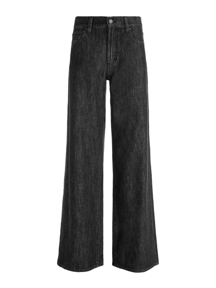 Womens Pants Alice Olivia Trish Mid Rise Baggy Jean Maya Smooth Black