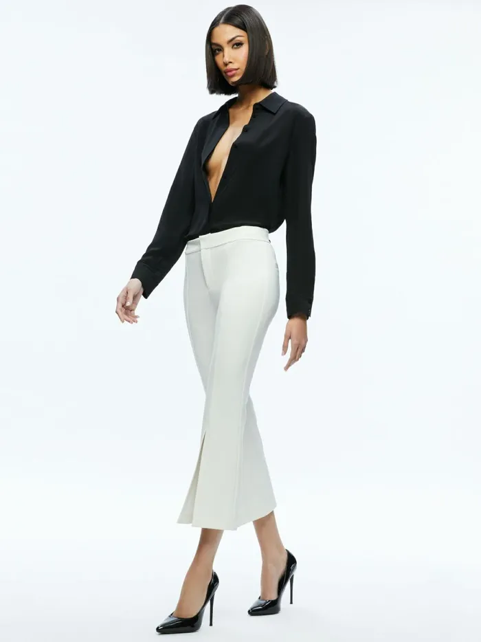 Womens Pants Alice Olivia Walker Slit Hem Pant Off White