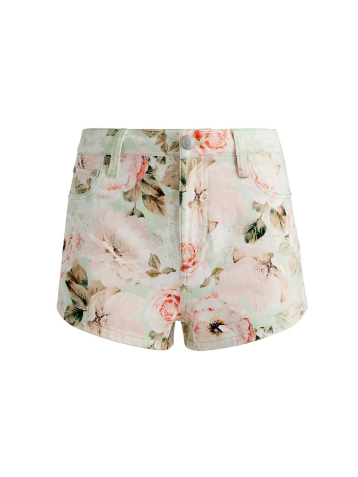 Womens Shorts Alice Olivia Amazing High Rise Denim Vintage Short Morningside Floral Pistachio Womens Shorts Alice Olivia Amazing High Rise Denim Vintage Short Morningside Floral Pistachio