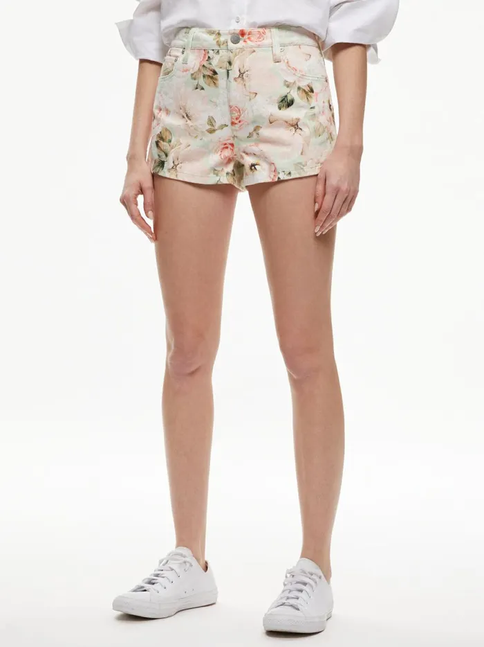 Womens Shorts Alice Olivia Amazing High Rise Denim Vintage Short Morningside Floral Pistachio
