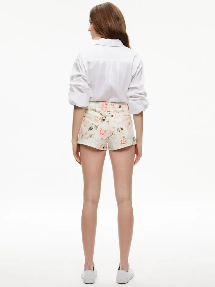 Womens Shorts Alice Olivia Amazing High Rise Denim Vintage Short Morningside Floral Pistachio