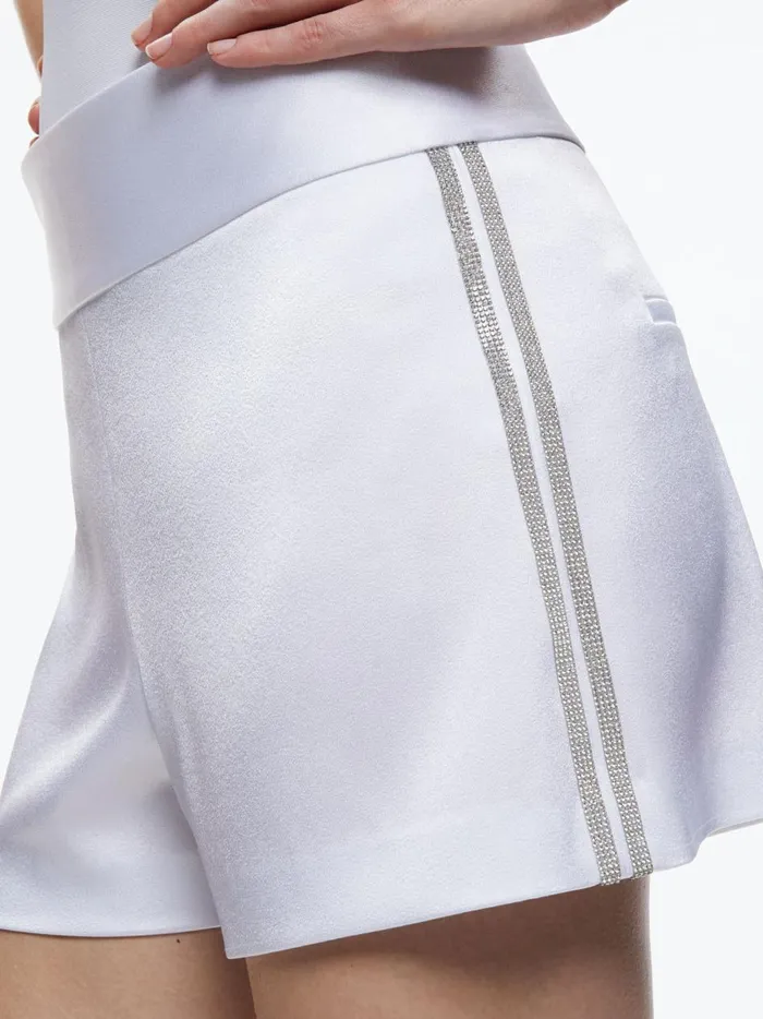 Womens Shorts Alice Olivia Donald Short With Crystal Trim White