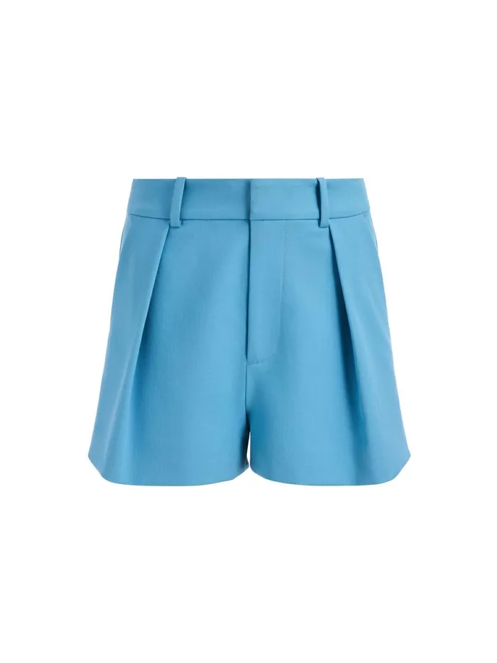 Womens Shorts Alice Olivia Gary High Waisted Front Pleat Short Oxford Blue
