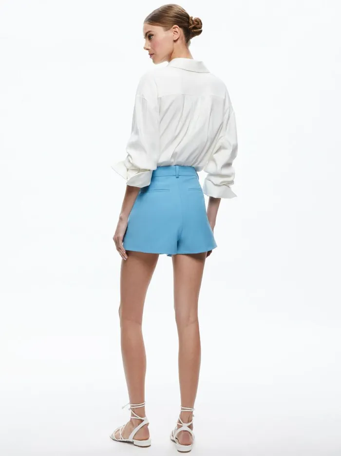 Womens Shorts Alice Olivia Gary High Waisted Front Pleat Short Oxford Blue