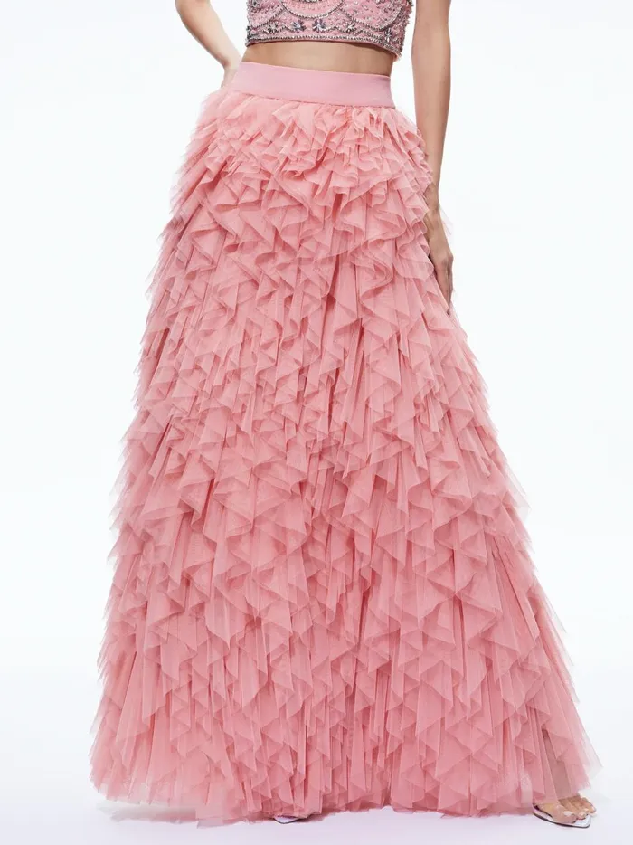 Womens Skirts Alice Olivia Kal Ruffle Gown Skirt Rose