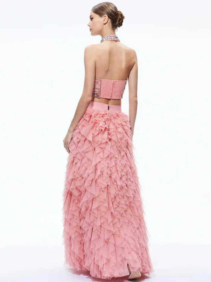 Womens Skirts Alice Olivia Kal Ruffle Gown Skirt Rose