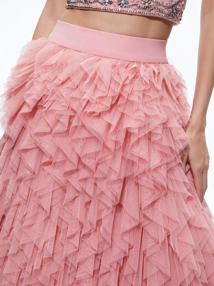 Womens Skirts Alice Olivia Kal Ruffle Gown Skirt Rose