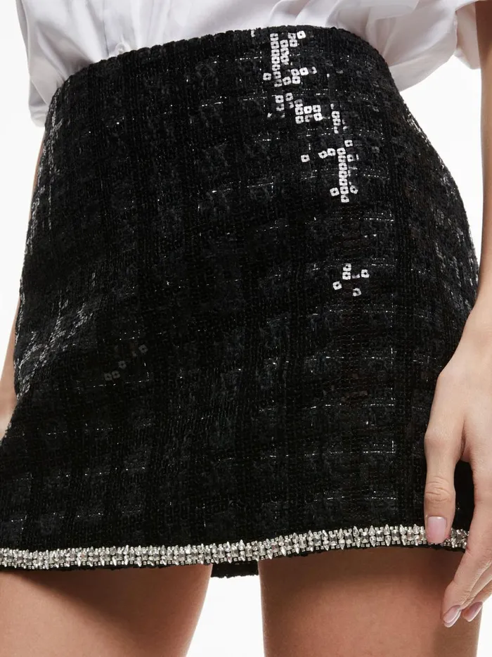 Womens Skirts Alice Olivia Rubi Sequin Tweed Mini Skirt Black