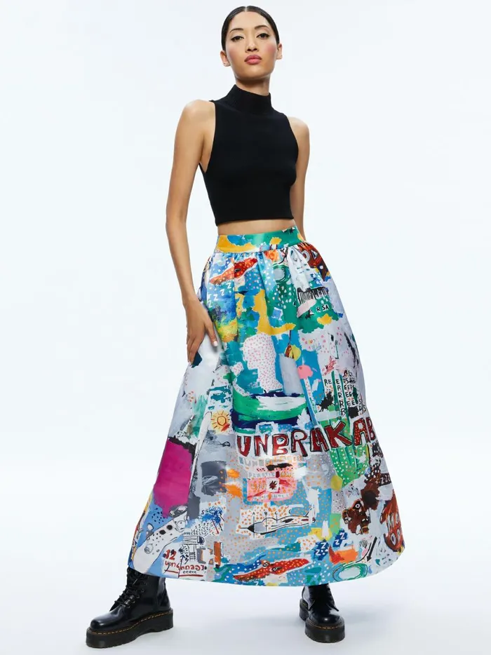 Womens Skirts Alice Olivia X Basquiat Tina Tea Length Skirt Unbreakable