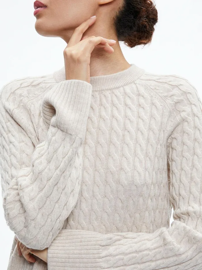 Womens Sweaters Alice Olivia Cimaron Cable Knit Sweater Almond Heather
