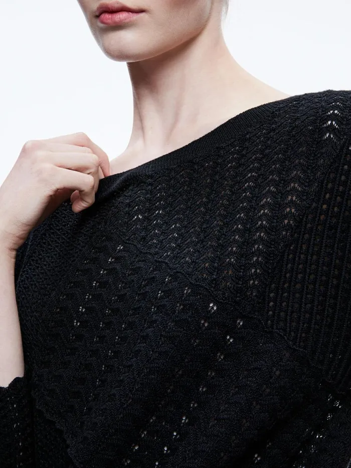 Womens Sweaters Alice Olivia Kravit Patchwork Sweater Black
