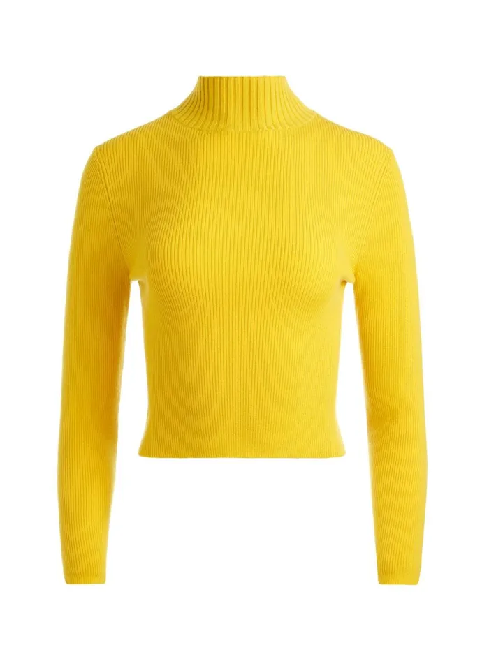 Womens Sweaters Alice Olivia Senaida Cropped Mock Neck Pullover Tuscany