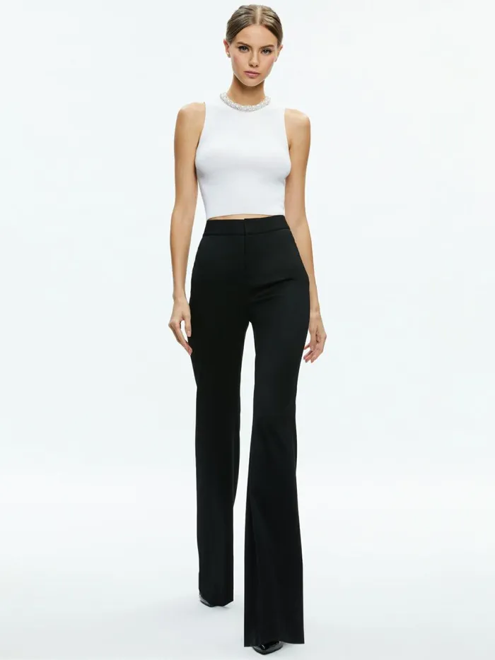 Womens Tops Alice Olivia Amity Embellished Neck Cropped Tank Soft White