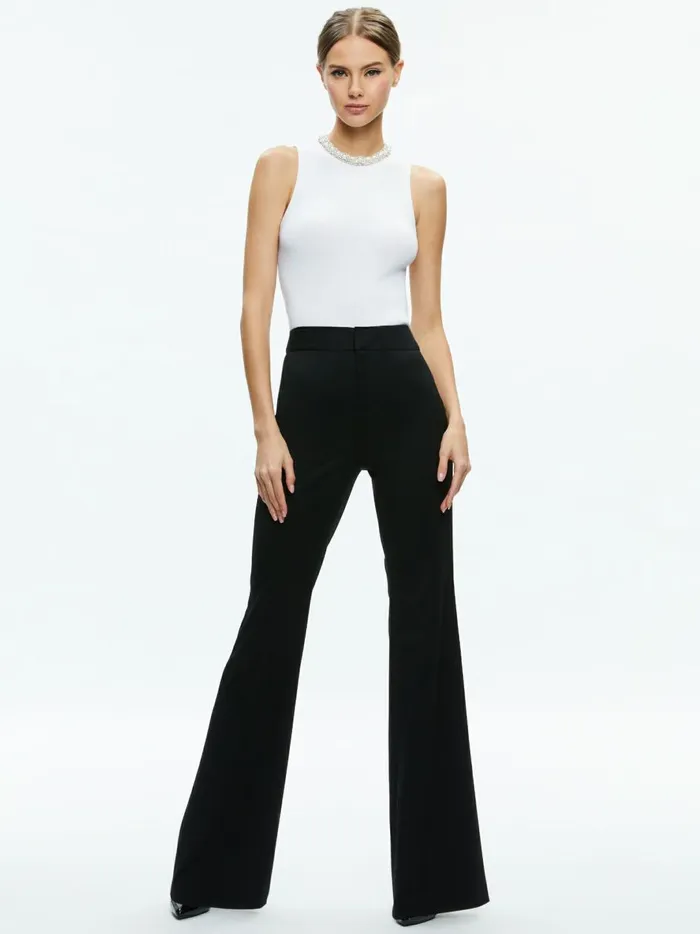 Womens Tops Alice Olivia Amity Embellished Neck Cropped Tank Soft White