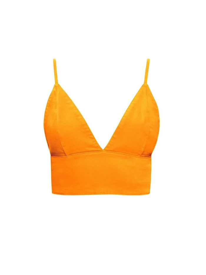Womens Tops Alice Olivia Carli Denim Bra Top Tangerine