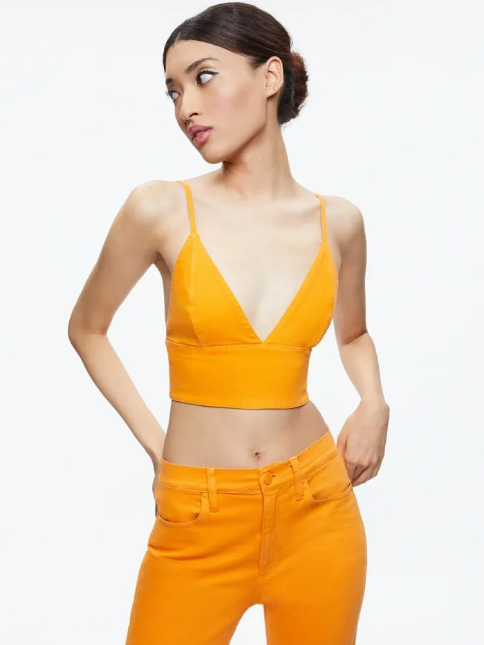 Womens Tops Alice Olivia Carli Denim Bra Top Tangerine